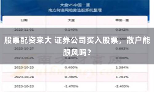 股票配資來大 證券公司買入股票，散戶能跟風(fēng)嗎？